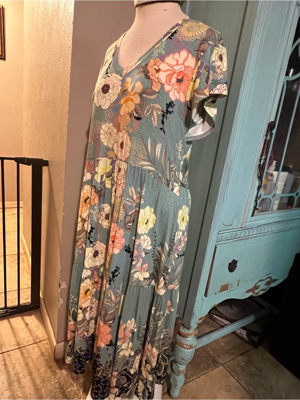 Johnny Was Millay Floral Swing Bamboo Short Sleeve Dress Medium M Boho Tiered - Picture 4 of 11